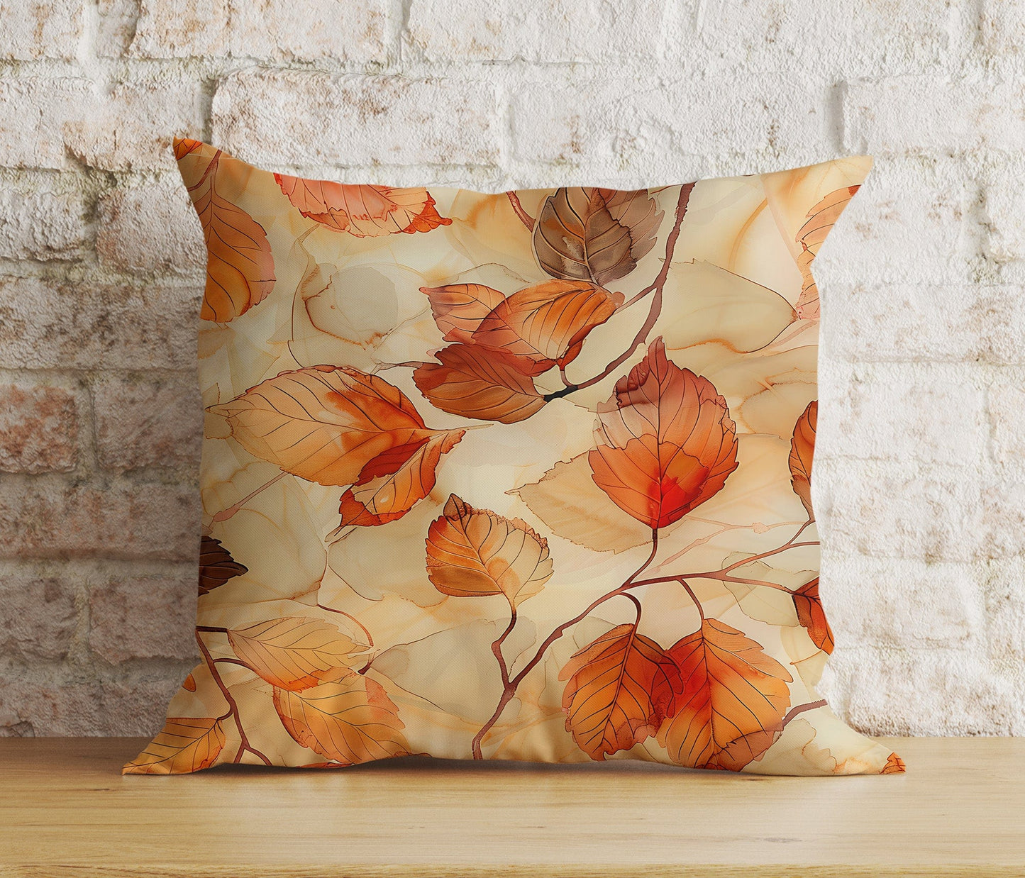 Onay Colorful Autumn Leaf Cushion Cover Rustic Fall Leaves Pillow Cover