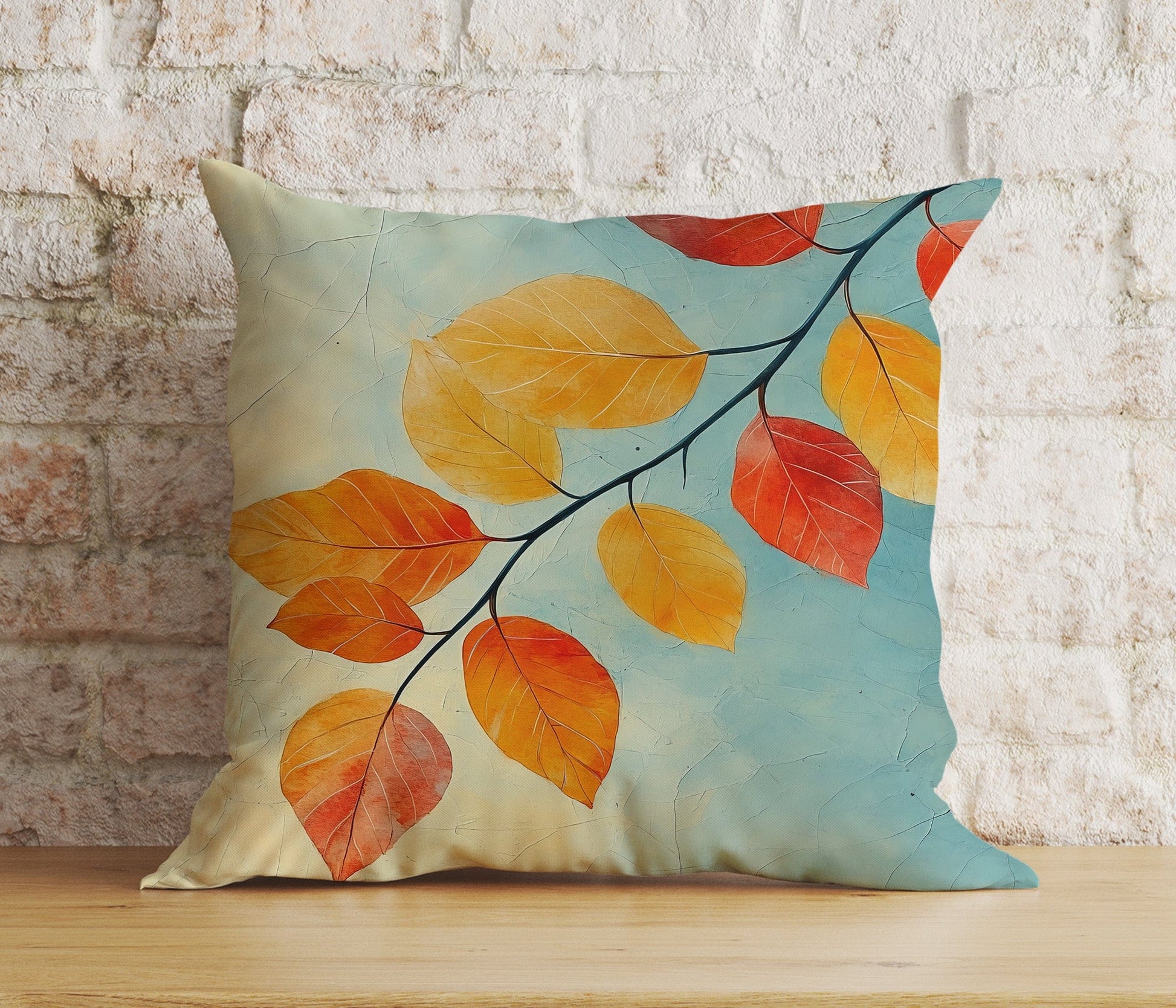 Onay Colorful Autumn Leaf Cushion Cover Rustic Fall Leaves Pillow Cover