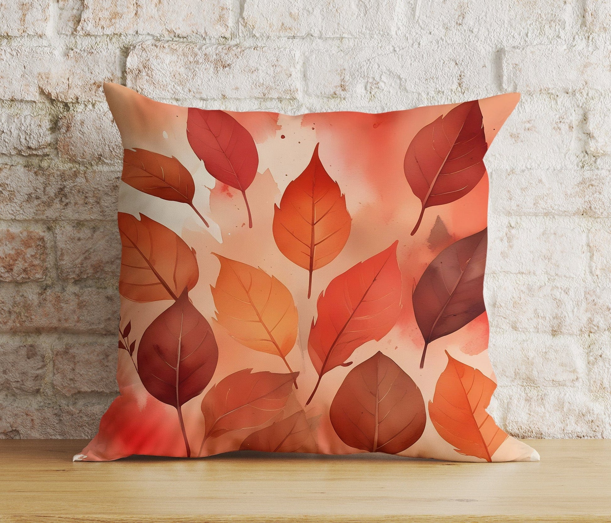 Onay Colorful Autumn Leaf Cushion Cover Rustic Fall Leaves Pillow Cover