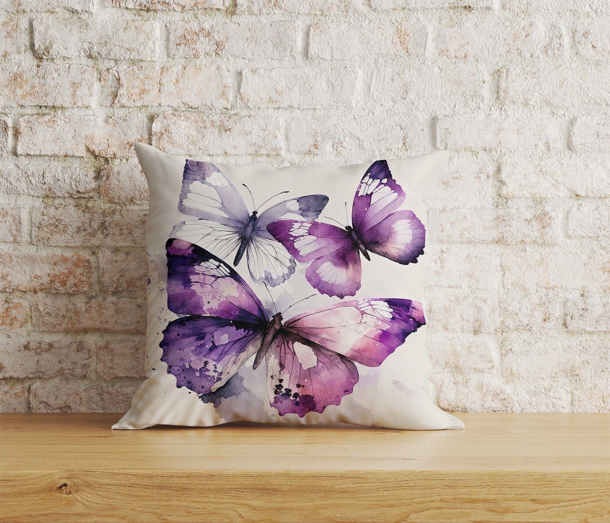 Onay Home Textile Cushion Covers 9 / 12 x 12 inch (30 x 30 cm) Double Side Colorful Butterfly Cushion Cover Blue Pink Purple Pillowcase