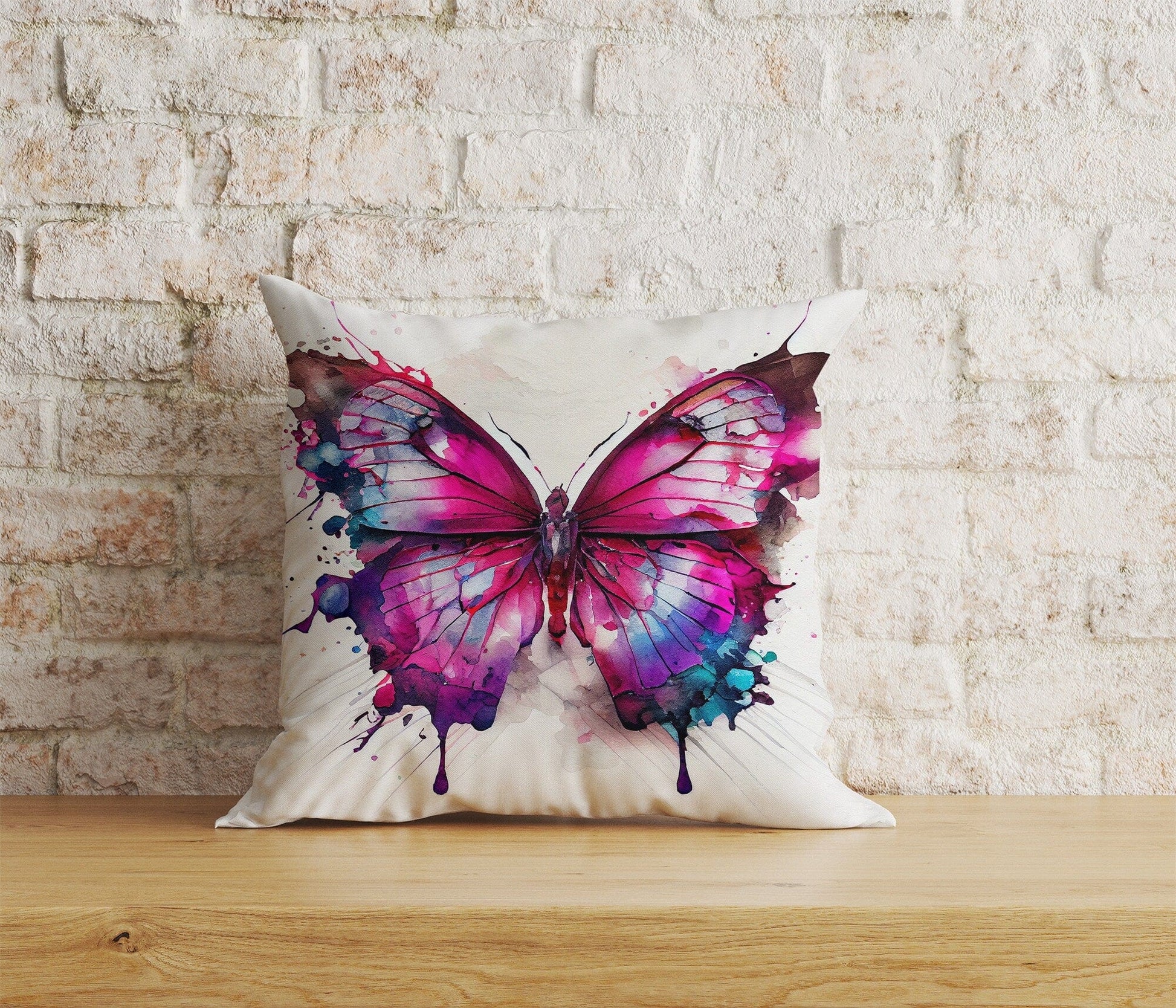 Onay Home Textile Cushion Covers 7 / 12 x 12 inch (30 x 30 cm) Double Side Colorful Butterfly Cushion Cover Blue Pink Purple Pillowcase