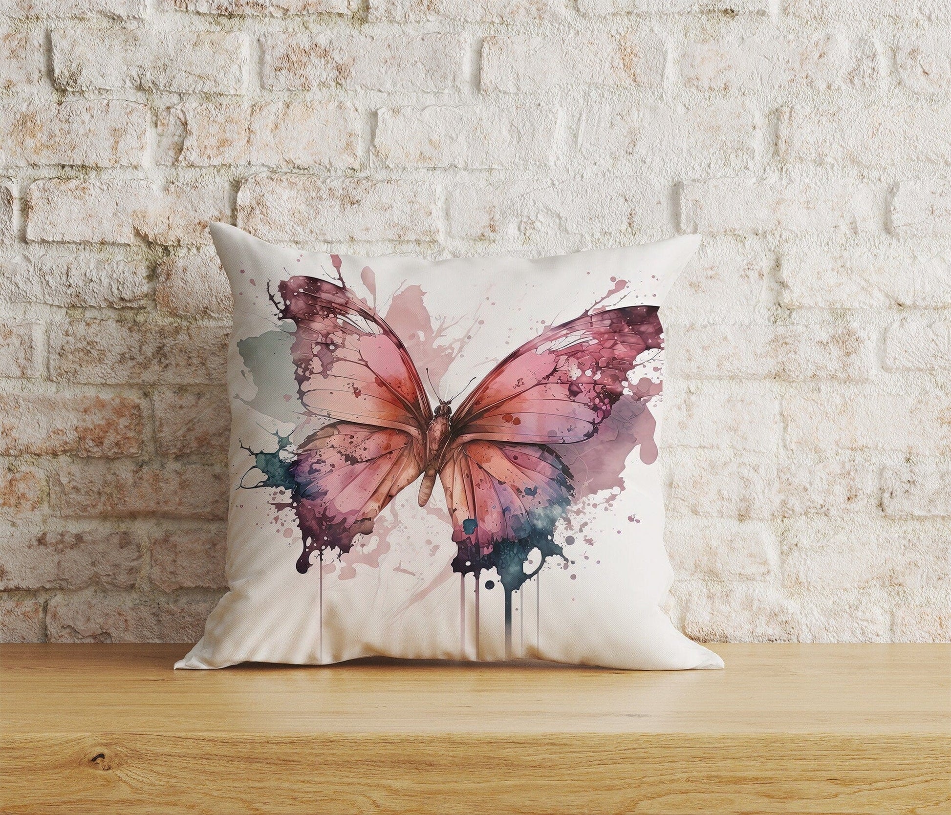 Onay Home Textile Cushion Covers 6 / 12 x 12 inch (30 x 30 cm) Double Side Colorful Butterfly Cushion Cover Blue Pink Purple Pillowcase