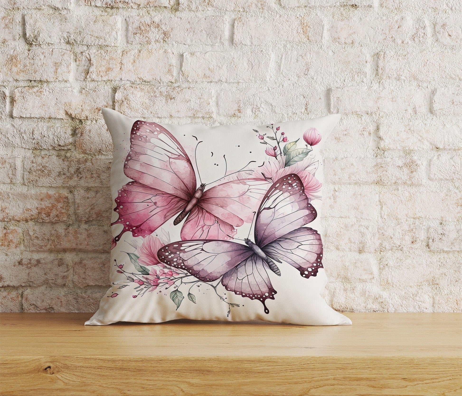 Onay Home Textile Cushion Covers 5 / 12 x 12 inch (30 x 30 cm) Double Side Colorful Butterfly Cushion Cover Blue Pink Purple Pillowcase