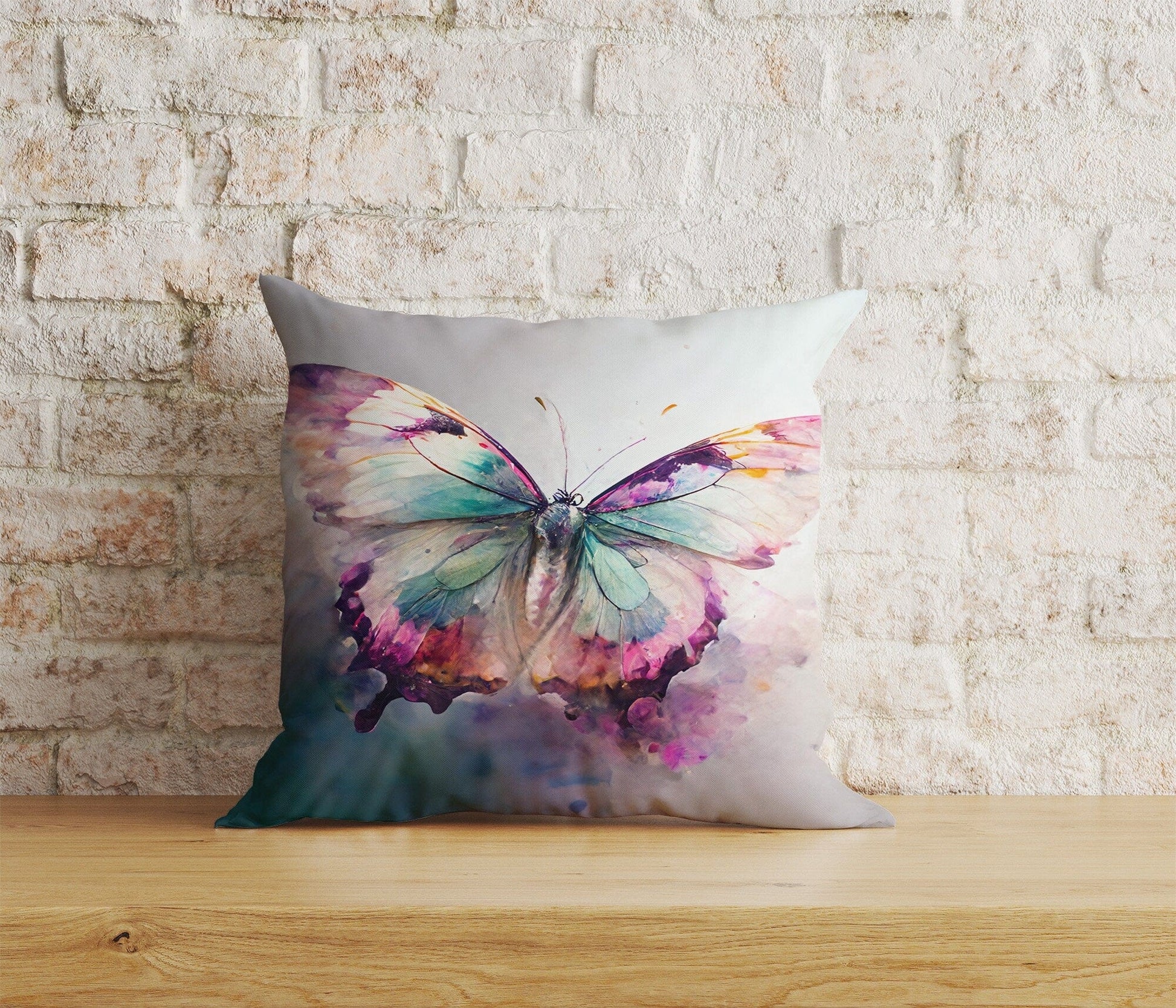 Onay Home Textile Cushion Covers 4 / 12 x 12 inch (30 x 30 cm) Double Side Colorful Butterfly Cushion Cover Blue Pink Purple Pillowcase