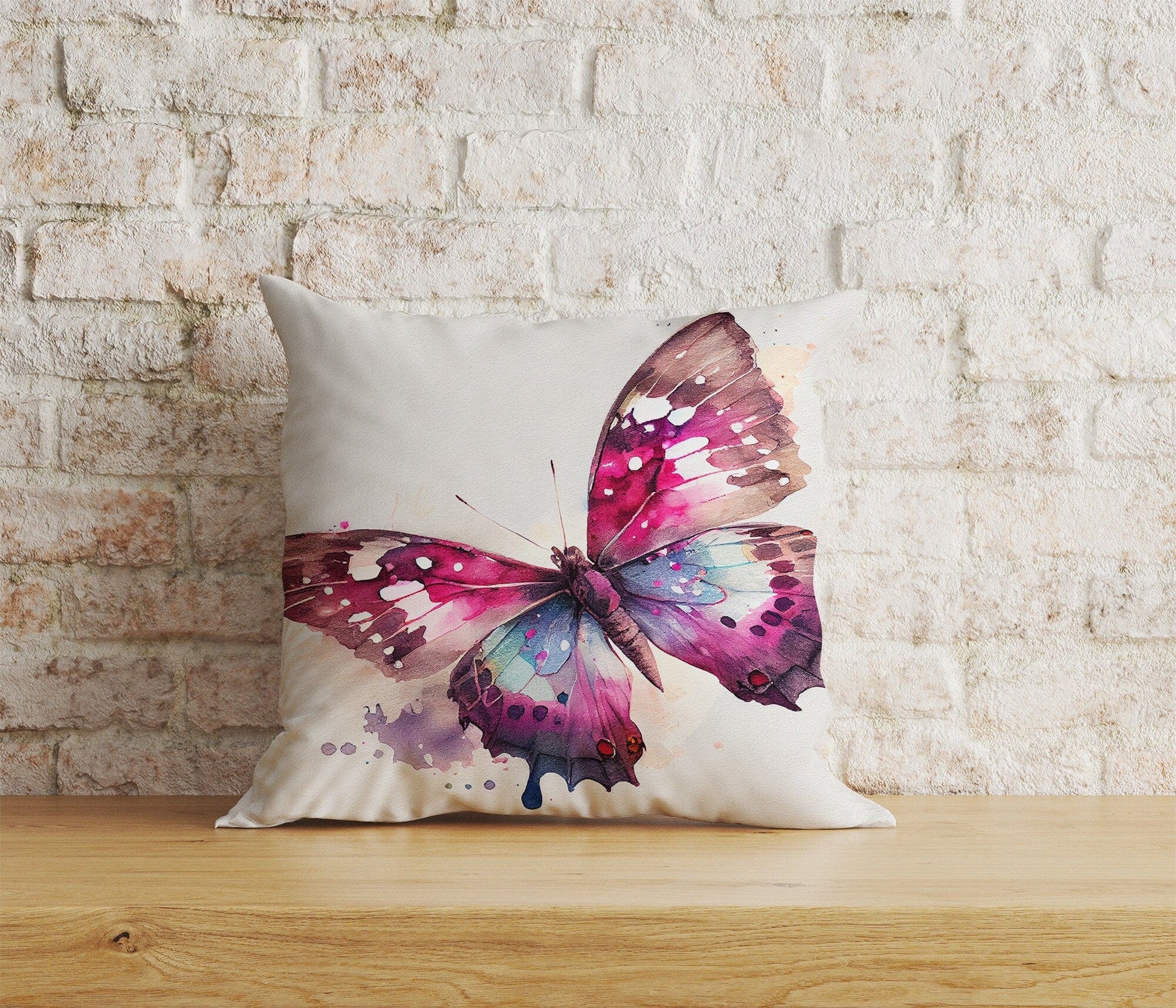 Onay Home Textile Cushion Covers 2 / 12 x 12 inch (30 x 30 cm) Double Side Colorful Butterfly Cushion Cover Blue Pink Purple Pillowcase