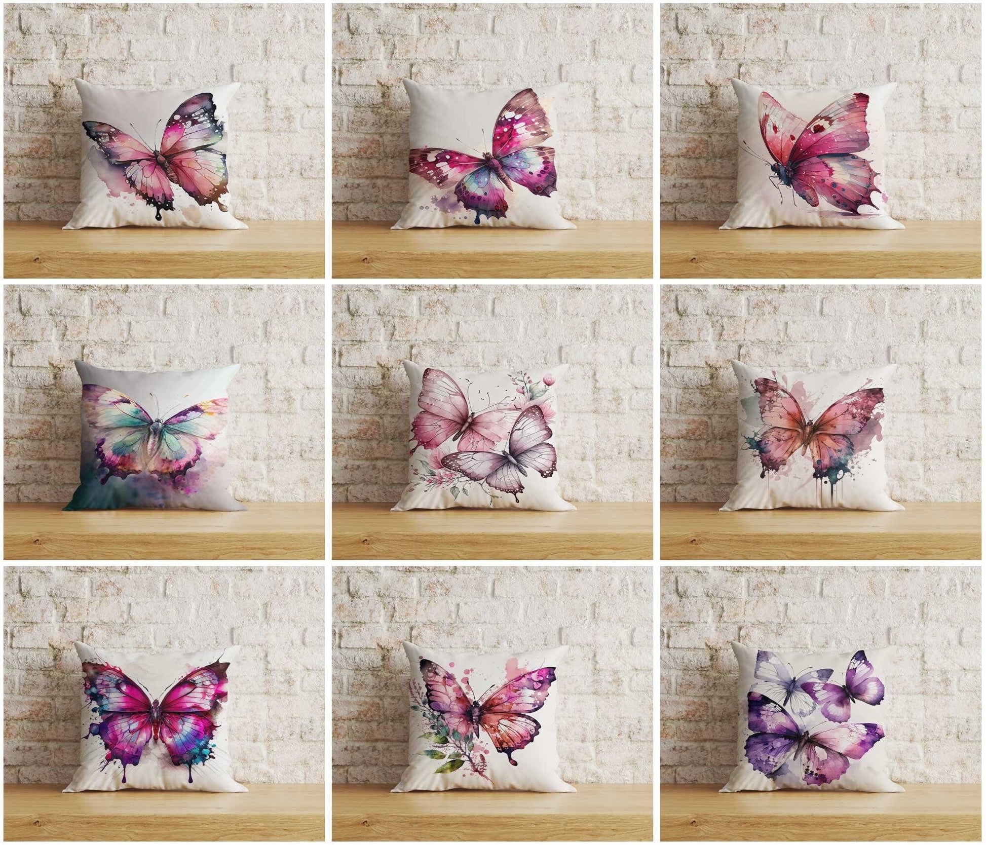 Onay Home Textile Cushion Covers Colorful Butterfly Cushion Cover Blue Pink Purple Pillowcase