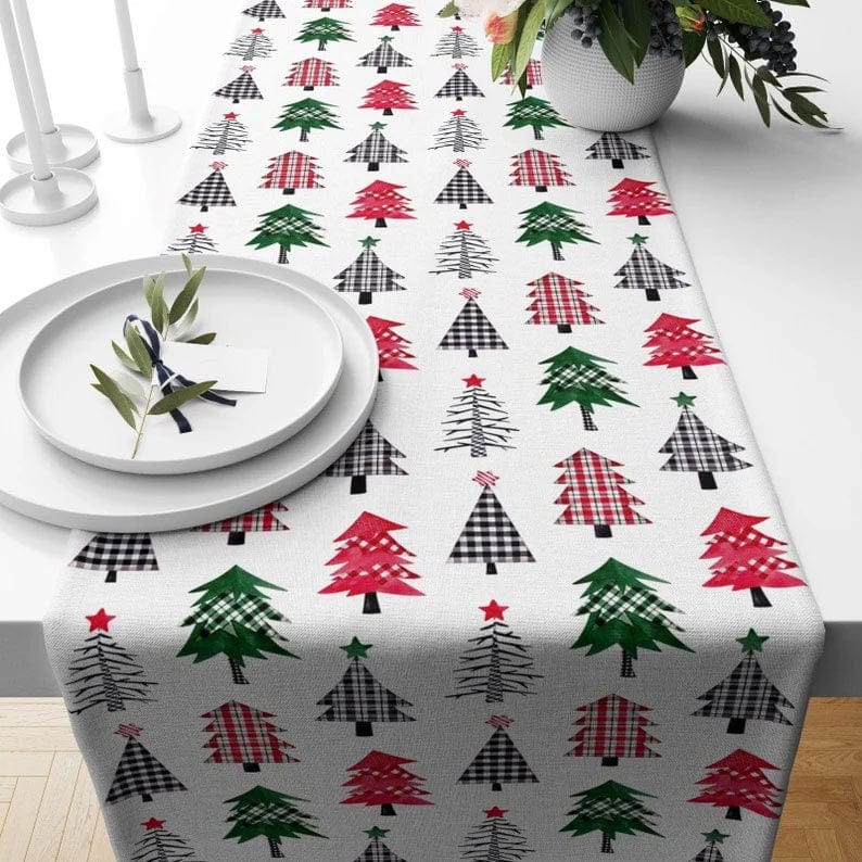 Onay 3 / 12 x 46 inch (30 x 120 cm) Colorful Christmas Trees Winter Decoration Table Runner