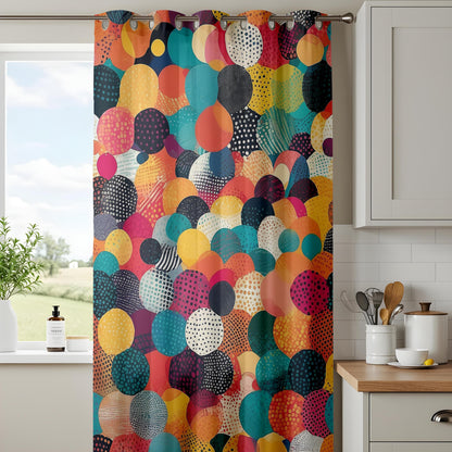 Onay Colorful Circle Pattern Curtains, Bold Multicolor Curtains, Modern Abstract Polka Dot