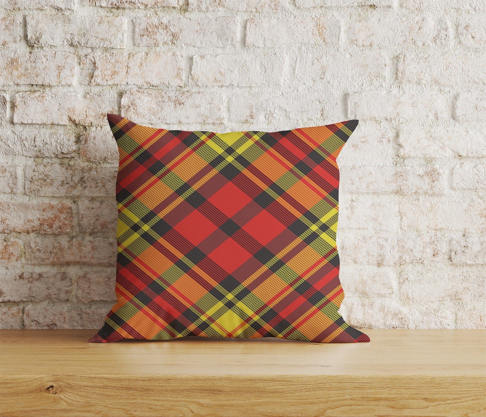 Onay 7 / 12 x 12 inch (30 x 30 cm) Colorful Crossed Striped Checkered Tartan Cushion Covers