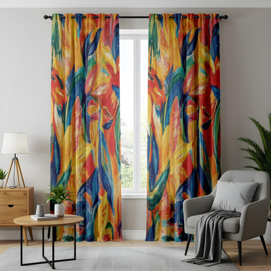 Onay Colorful Expressionist Curtains – Hand-Painted Artistic Brushstroke Drapes
