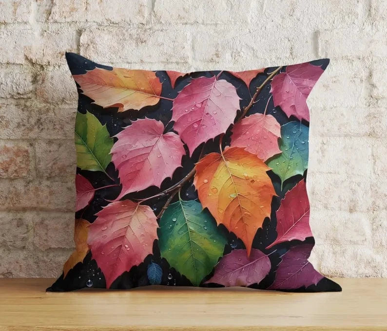 Onay Colorful Fall Leaves Autumn Fall Trend Cushion Cover Euro Sham Covers