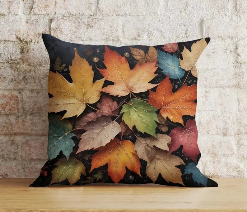 Onay Colorful Fall Leaves Autumn Fall Trend Cushion Cover Euro Sham Covers