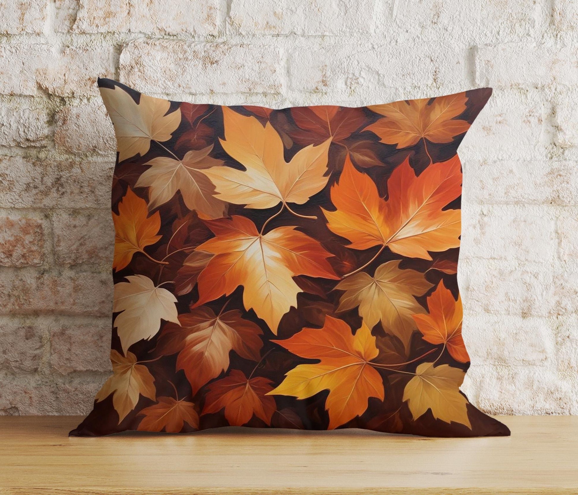 Onay 4 / 12 x 12 inch (30 x 30 cm) Double Side Colorful Fall Leaves Autumn Fall Trend Cushion Cover Euro Sham Covers