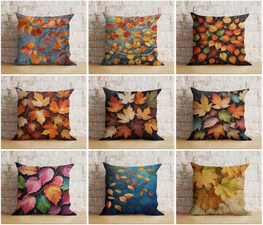 Onay Colorful Fall Leaves Autumn Fall Trend Cushion Cover Euro Sham Covers