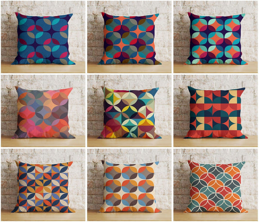 Onay Colorful Geometric Retro Abstract Decoration Cushion Cover