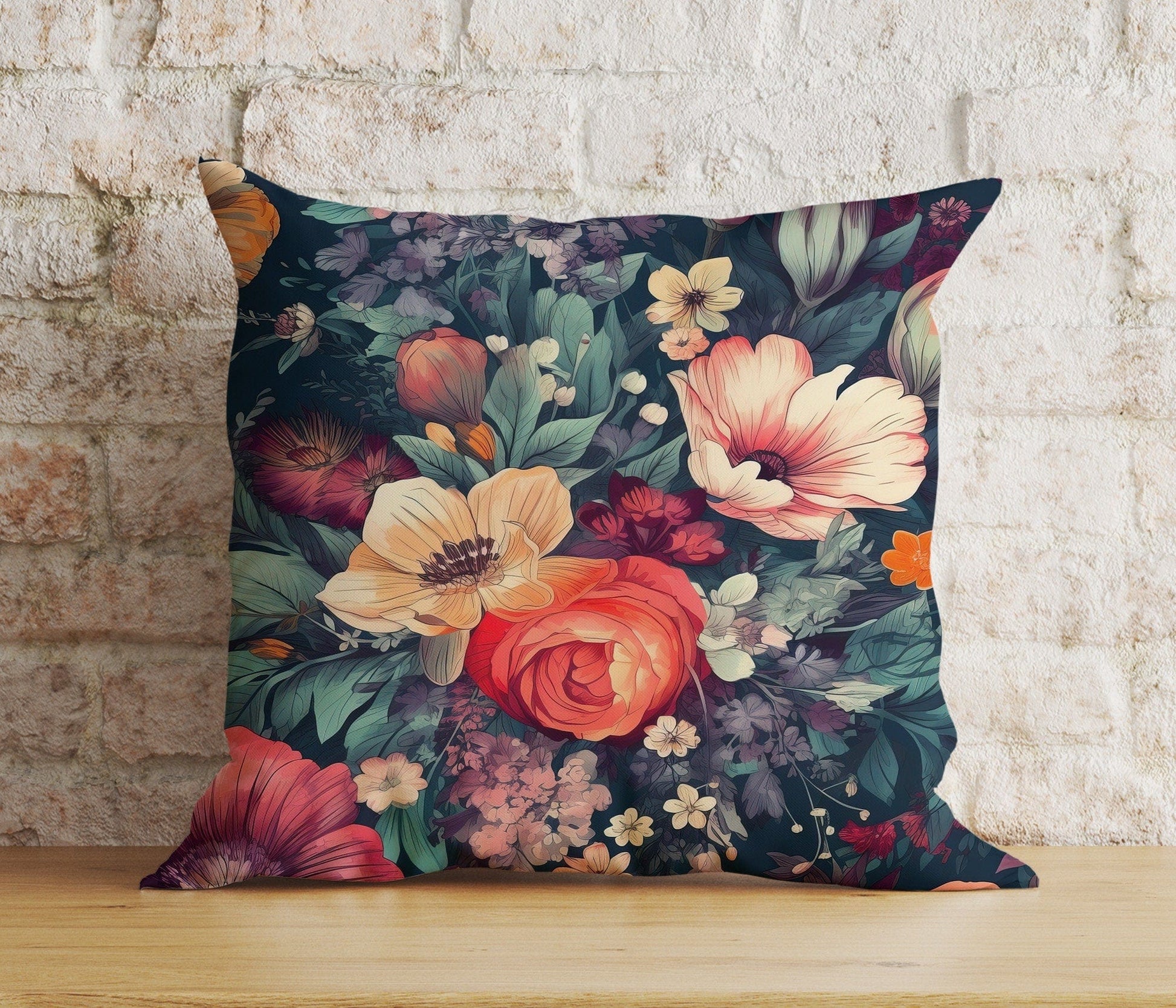 Onay Cushion Covers 4 / 12 x 12 inch (30 x 30 cm) Double Side Colorful Leaves Floral Cushion Cover Tropical Watercolor Pillow Sham