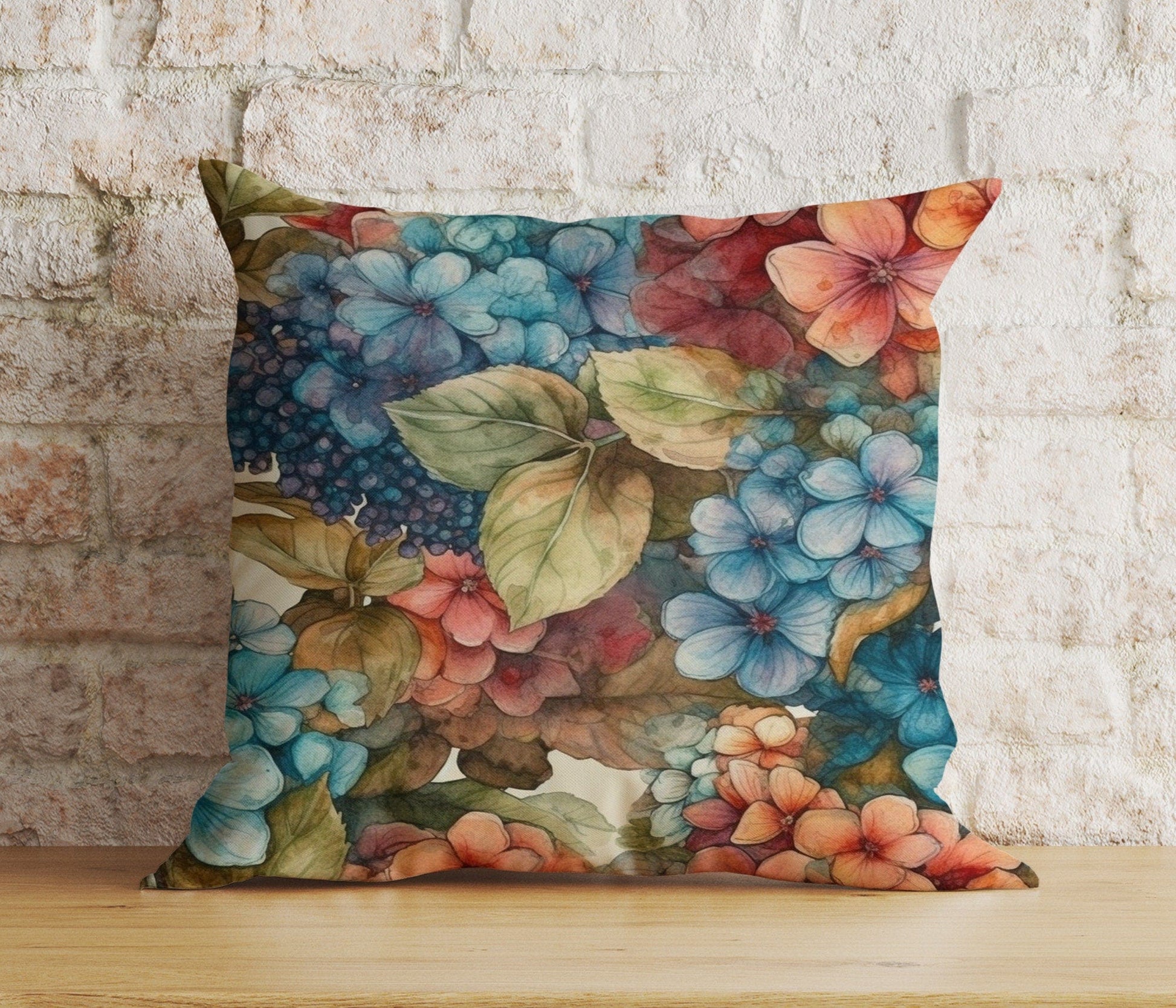 Onay Cushion Covers 2 / 12 x 12 inch (30 x 30 cm) Double Side Colorful Leaves Floral Cushion Cover Tropical Watercolor Pillow Sham