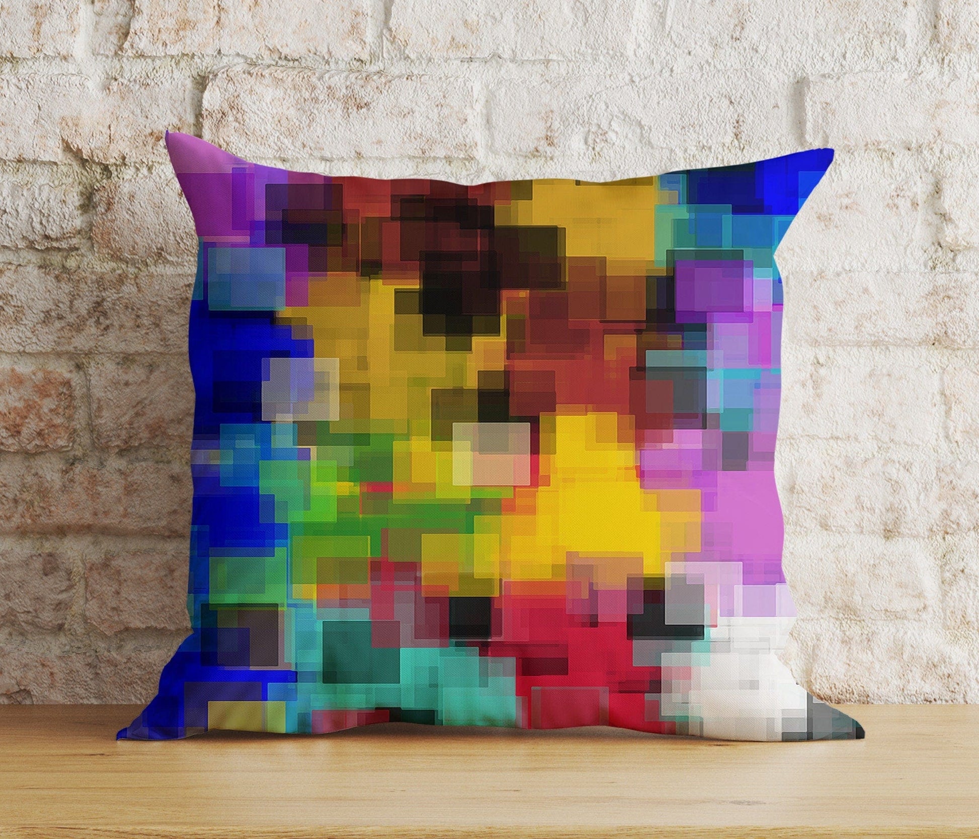 Onay Cushion Covers 8 / 12 x 12 inch (30 x 30 cm) Double Side Colorful Pixel Abstract Pillow Cover Bright Living Room Cushion Cover