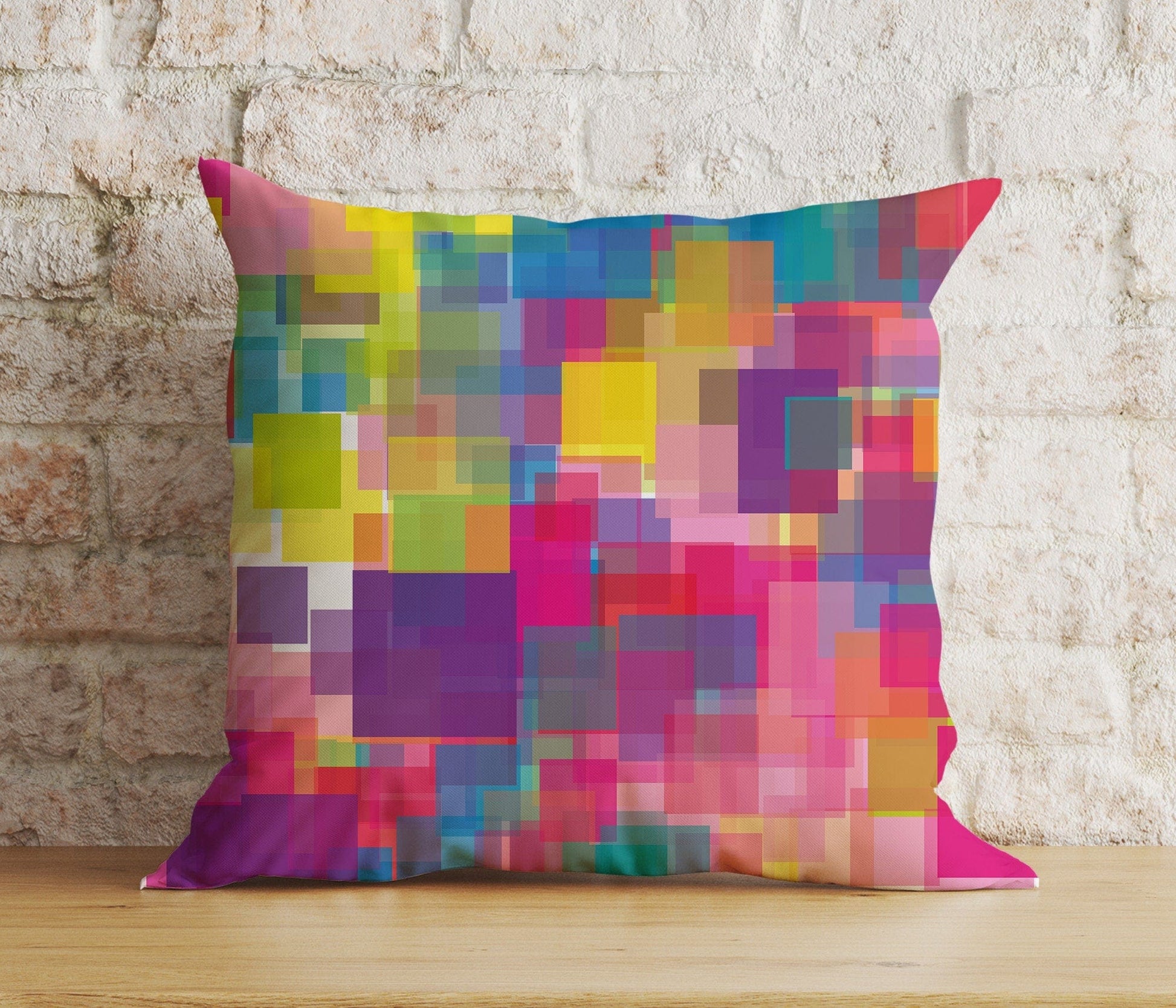 Onay Cushion Covers 7 / 12 x 12 inch (30 x 30 cm) Double Side Colorful Pixel Abstract Pillow Cover Bright Living Room Cushion Cover