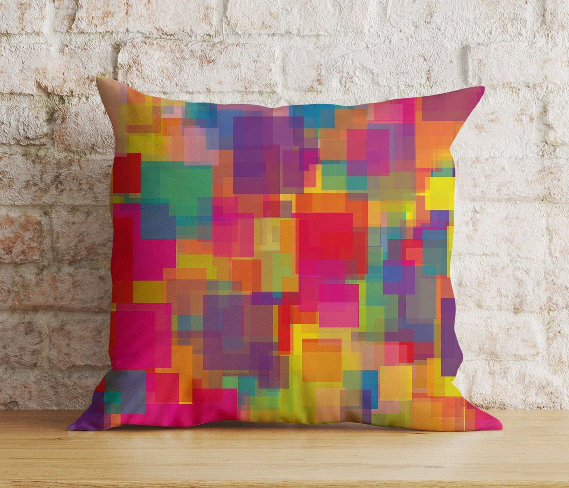 Onay Cushion Covers 6 / 12 x 12 inch (30 x 30 cm) Double Side Colorful Pixel Abstract Pillow Cover Bright Living Room Cushion Cover