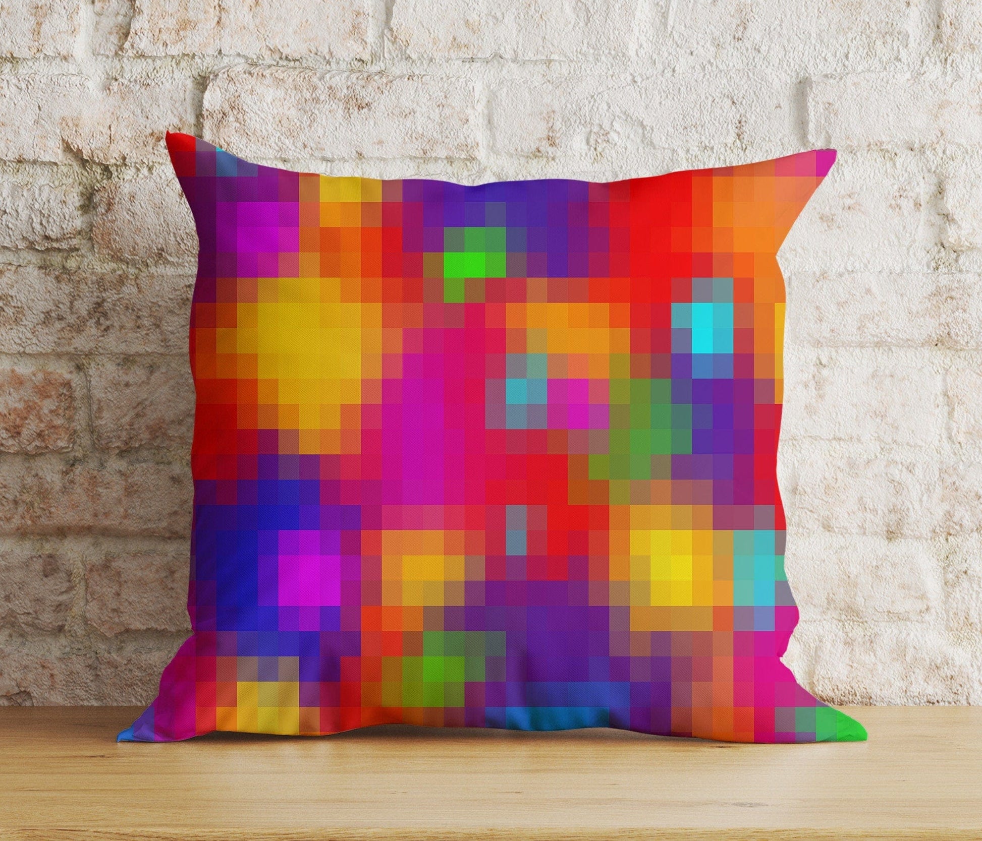 Onay Cushion Covers 5 / 12 x 12 inch (30 x 30 cm) Double Side Colorful Pixel Abstract Pillow Cover Bright Living Room Cushion Cover