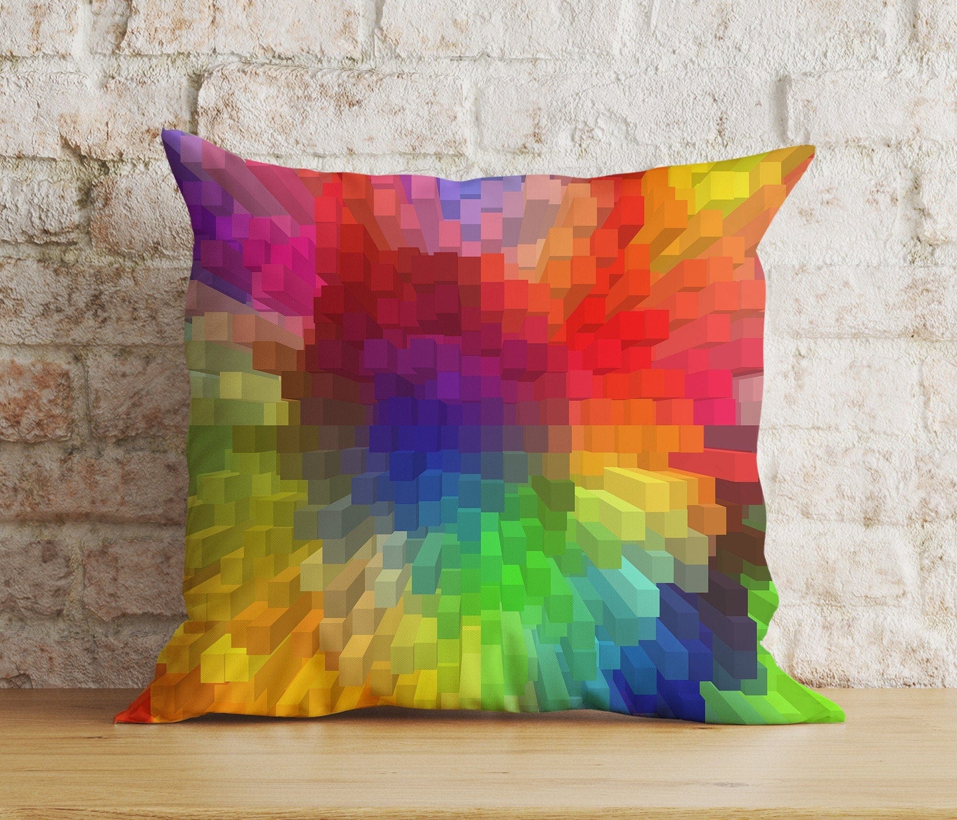 Onay Cushion Covers 4 / 12 x 12 inch (30 x 30 cm) Double Side Colorful Pixel Abstract Pillow Cover Bright Living Room Cushion Cover
