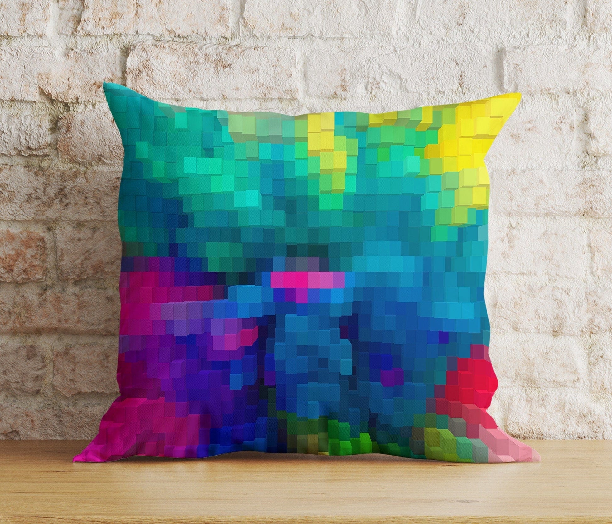 Onay Cushion Covers 3 / 12 x 12 inch (30 x 30 cm) Double Side Colorful Pixel Abstract Pillow Cover Bright Living Room Cushion Cover