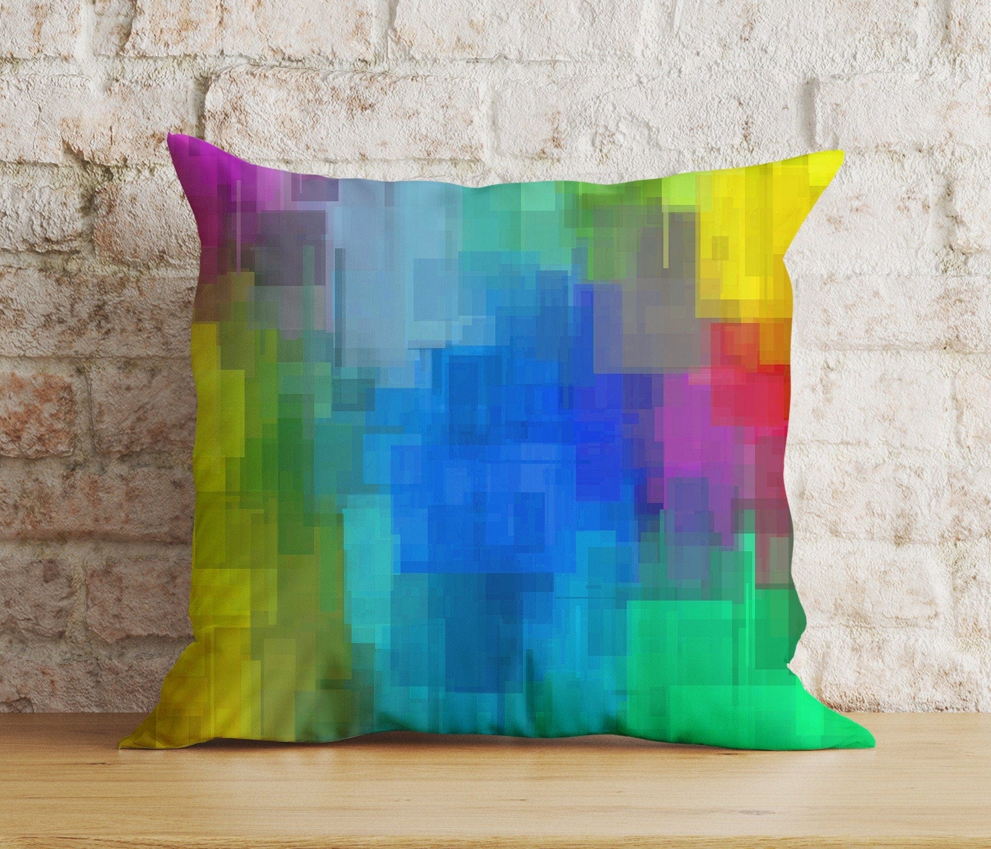 Onay Cushion Covers 2 / 12 x 12 inch (30 x 30 cm) Double Side Colorful Pixel Abstract Pillow Cover Bright Living Room Cushion Cover