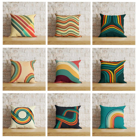 Onay Home Textile Cushion Covers Colorful Retro Pillow Cover Vintage Design Cushion Cover
