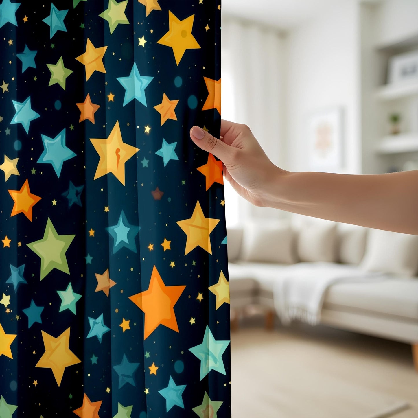 Onay Colorful Starry Night Curtains, Cosmic Galaxy Window Drapes