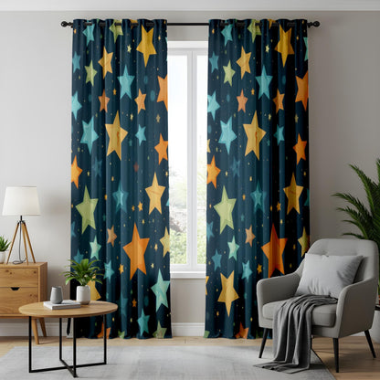 Onay Colorful Starry Night Curtains, Cosmic Galaxy Window Drapes