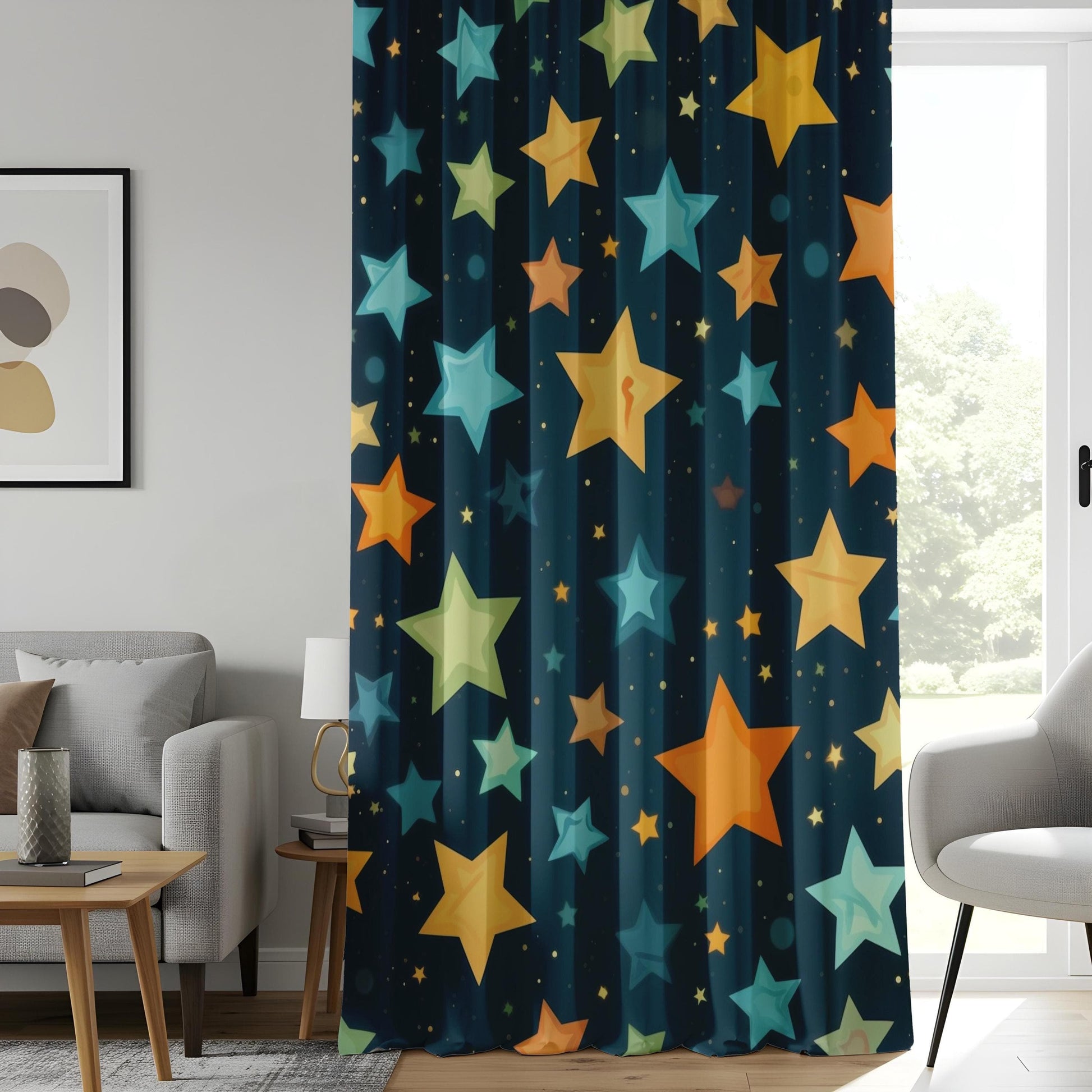 Onay Colorful Starry Night Curtains, Cosmic Galaxy Window Drapes