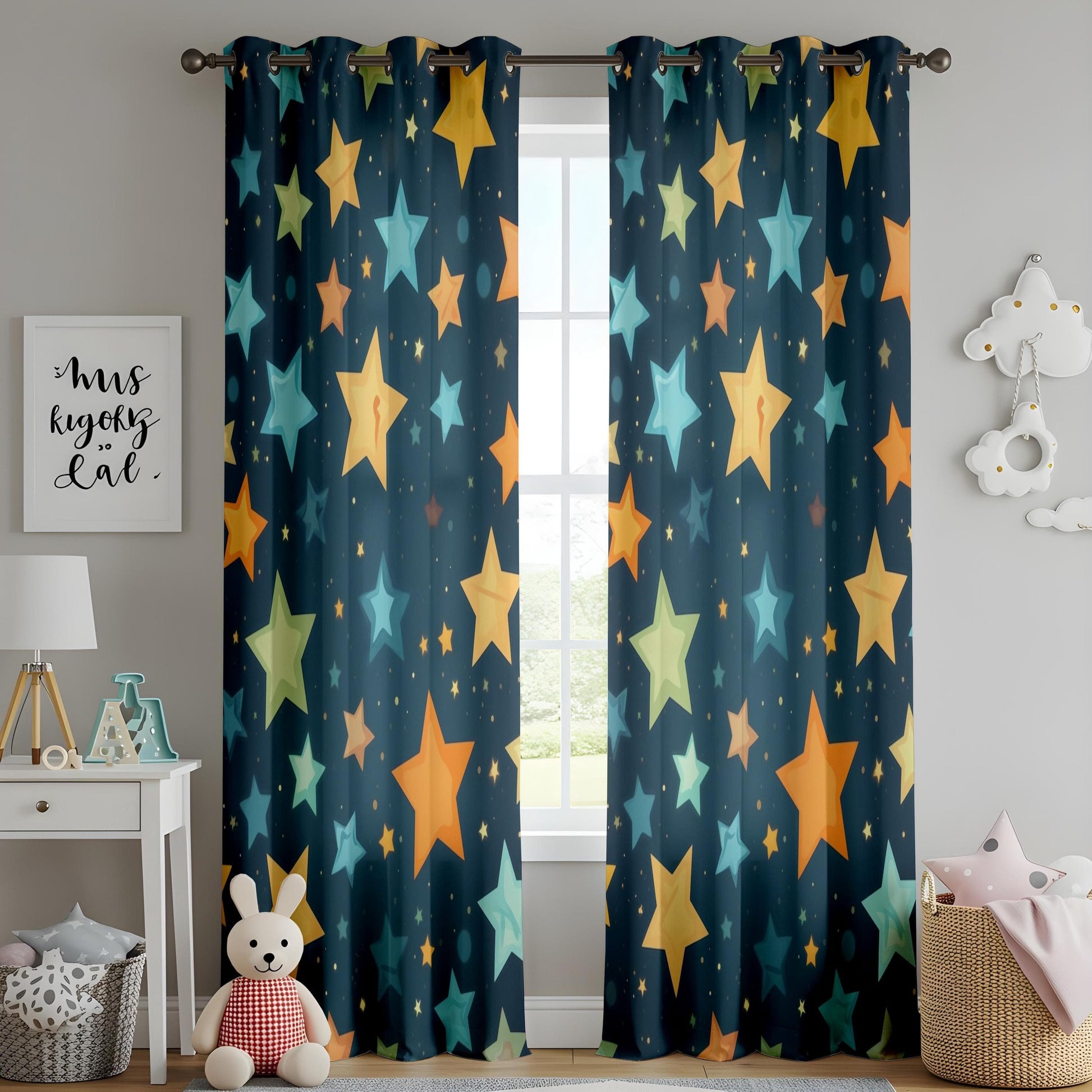 Onay Colorful Starry Night Curtains, Cosmic Galaxy Window Drapes