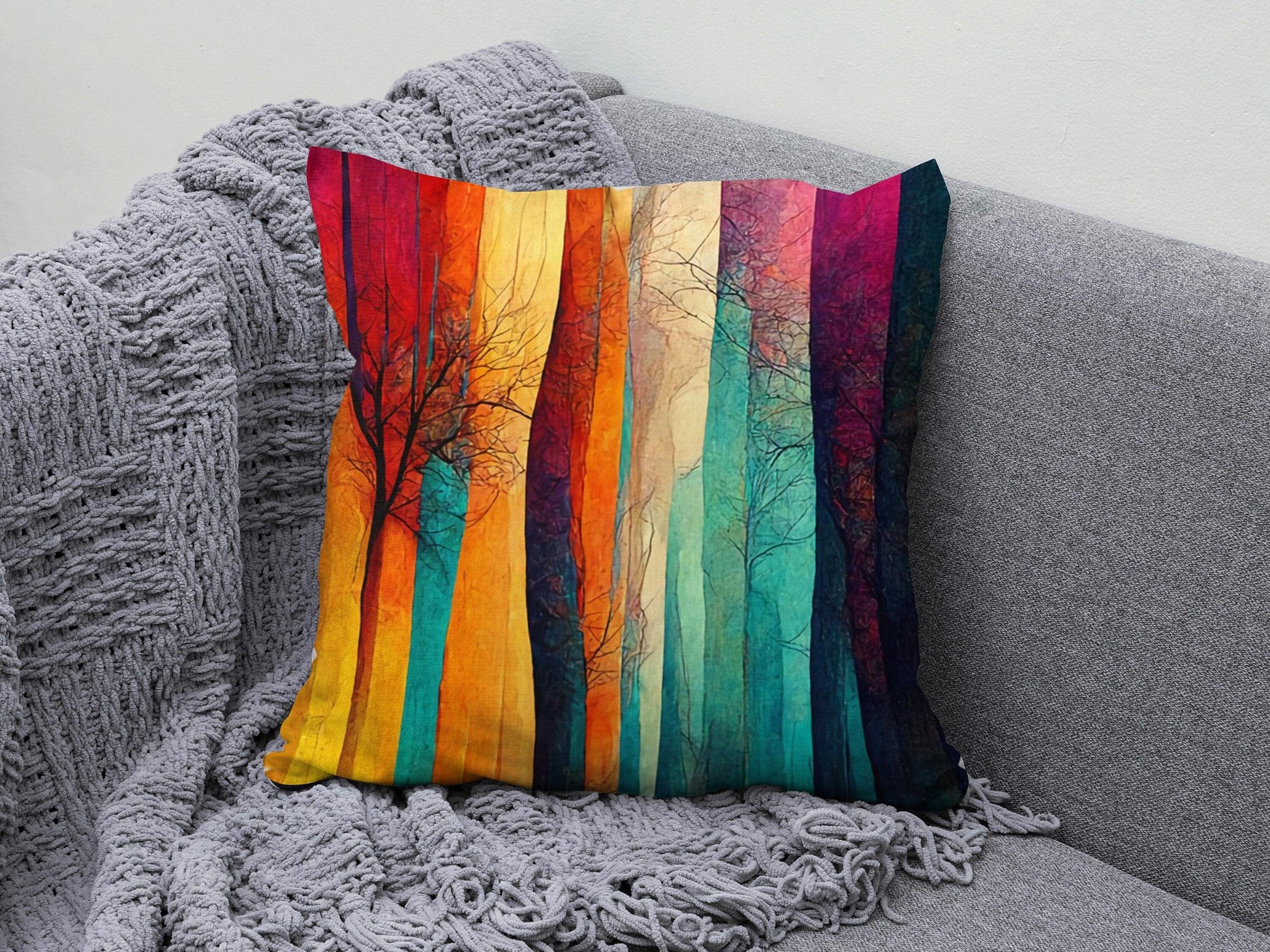 Onay 2 / 12 x 12 inch (30 x 30 cm) Colourful Geometric Abstract Themed Decor Cushion Cover