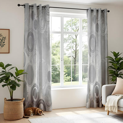 Onay Contemporary Kitchen Curtains, Minimalist Geometric Circle Design