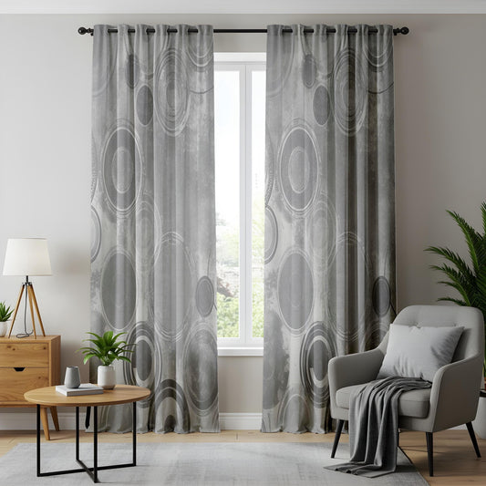 Onay Contemporary Kitchen Curtains, Minimalist Geometric Circle Design
