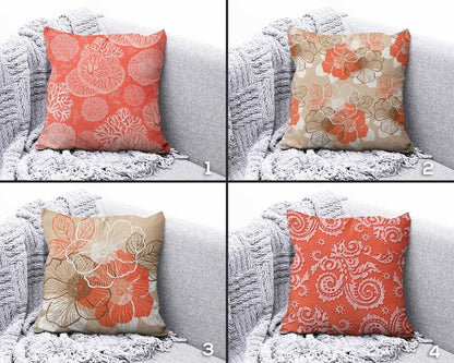 Onay Coral Geometric Floral Modern Handmade Cushion Cover