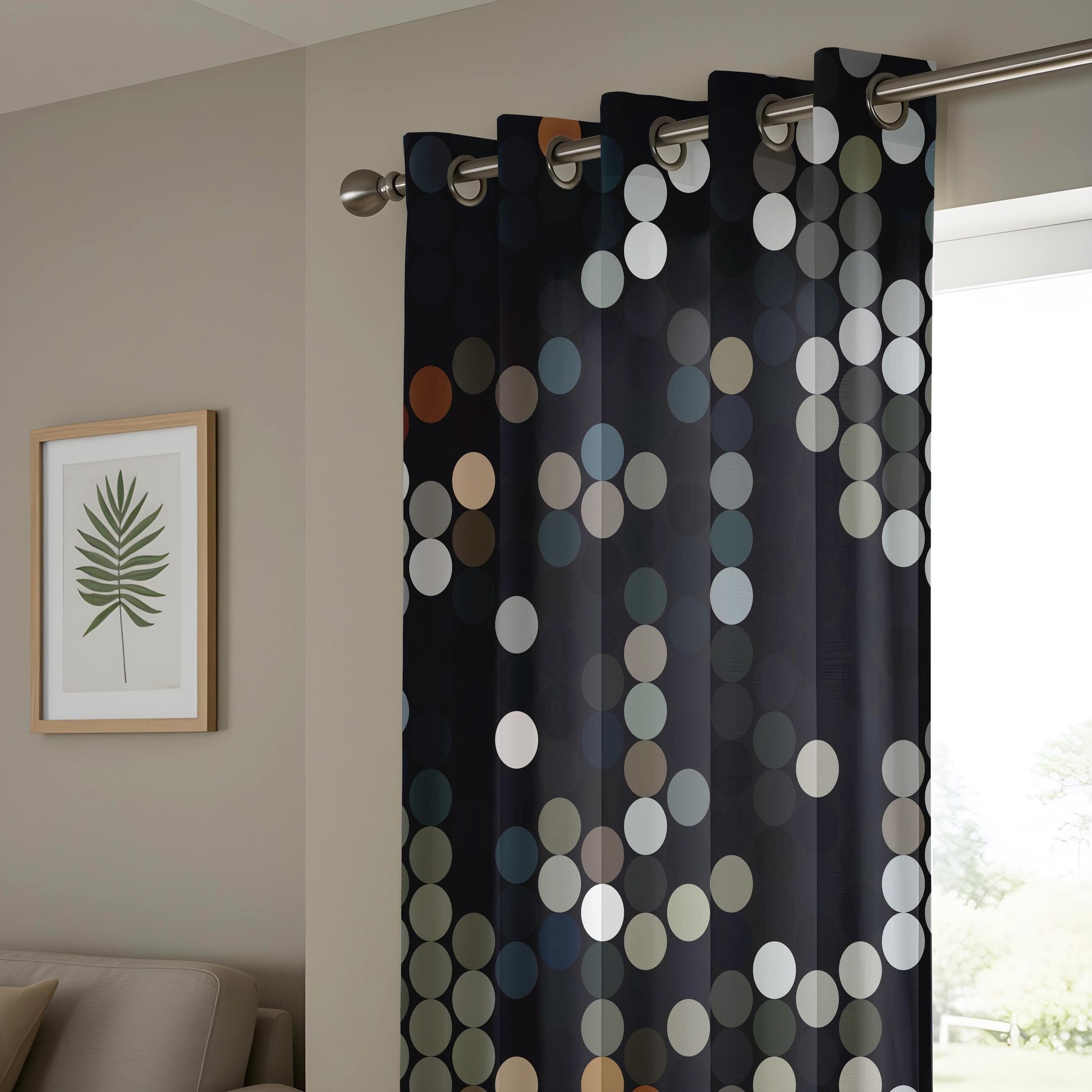 Onay Cosmic Dot Pattern Living Room Curtains, Multicolor Circle Panels