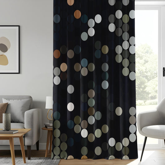 Onay Cosmic Dot Pattern Living Room Curtains, Multicolor Circle Panels