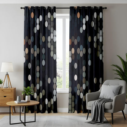 Onay Cosmic Dot Pattern Living Room Curtains, Multicolor Circle Panels