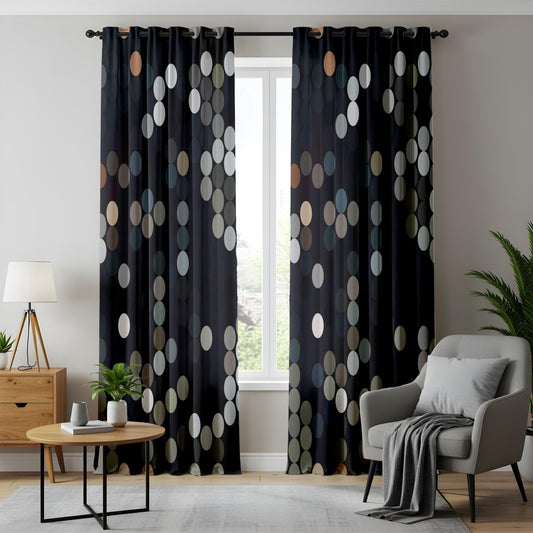 Onay Cosmic Dot Pattern Living Room Curtains, Multicolor Circle Panels