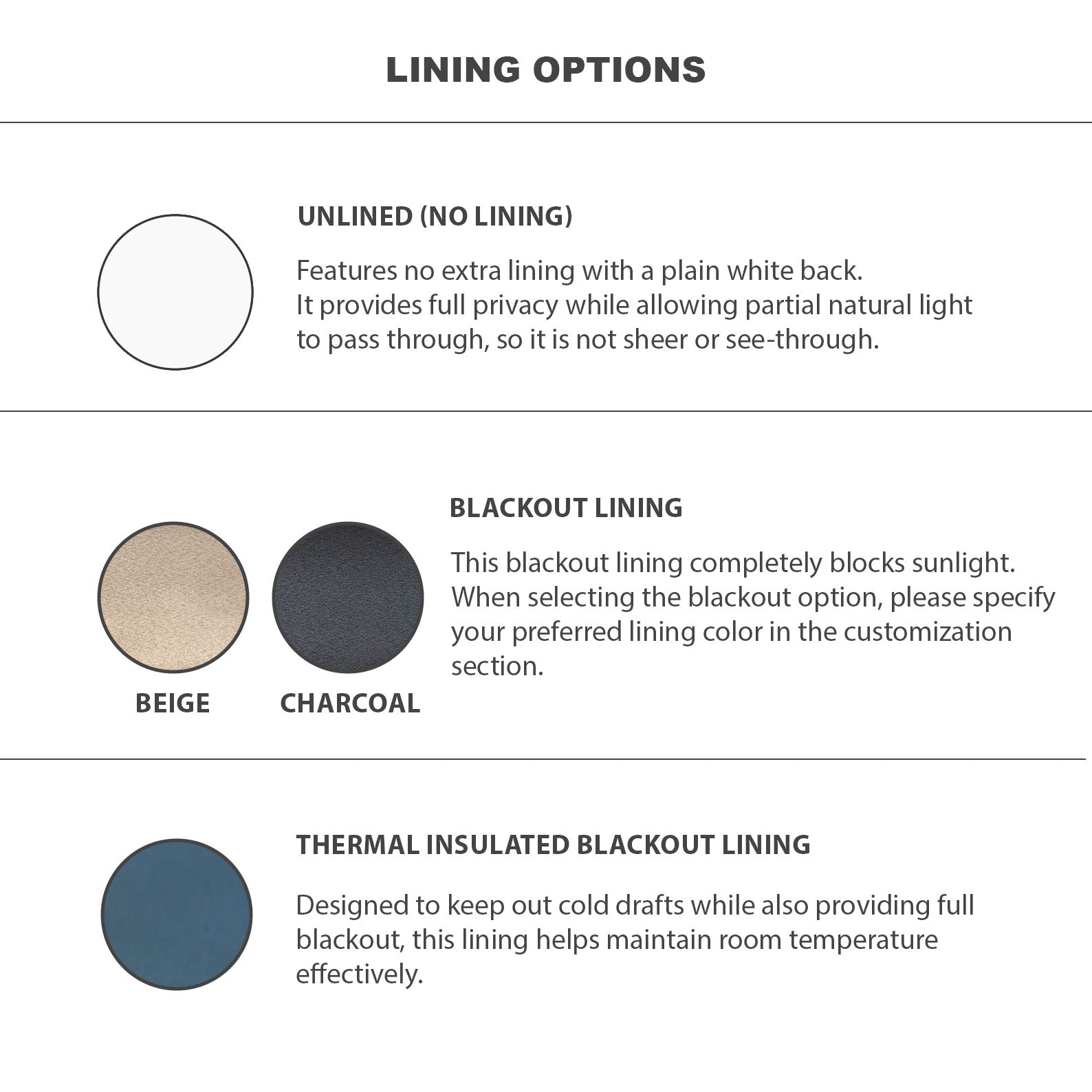 Lining options