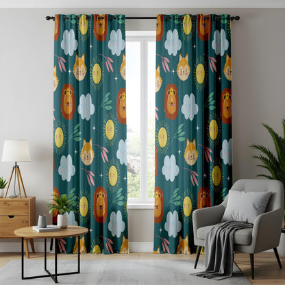 Onay Cute Animal Kids Curtains – Colorful Lion & Fox Print Drapes for Playful Nursery and Baby Room