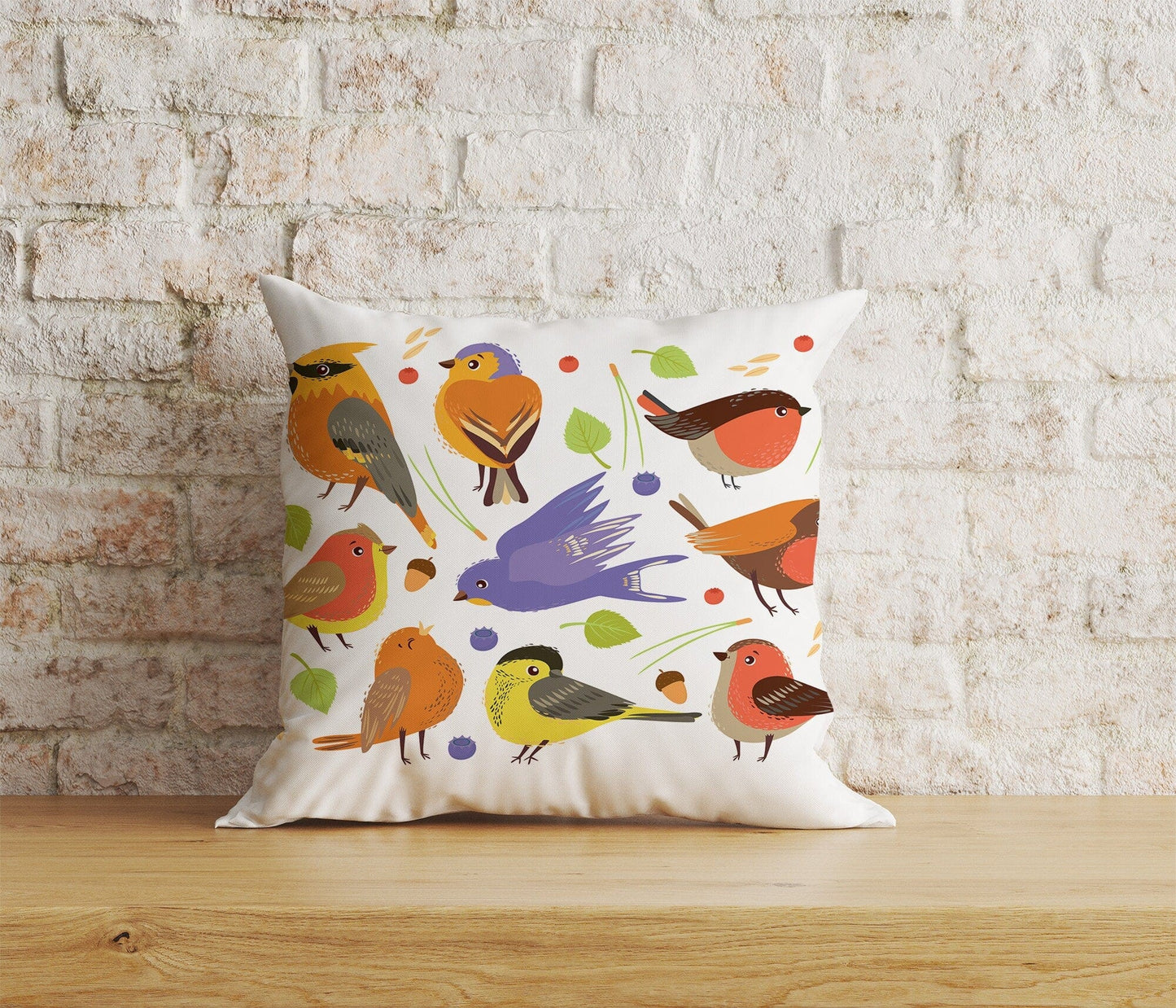 Onay Home Textile Cushion Covers 9 / 12 x 12 inch (30 x 30 cm) Double Side Cute Autumn Birds Cushion Covers Autumn Animal Pillow Cover