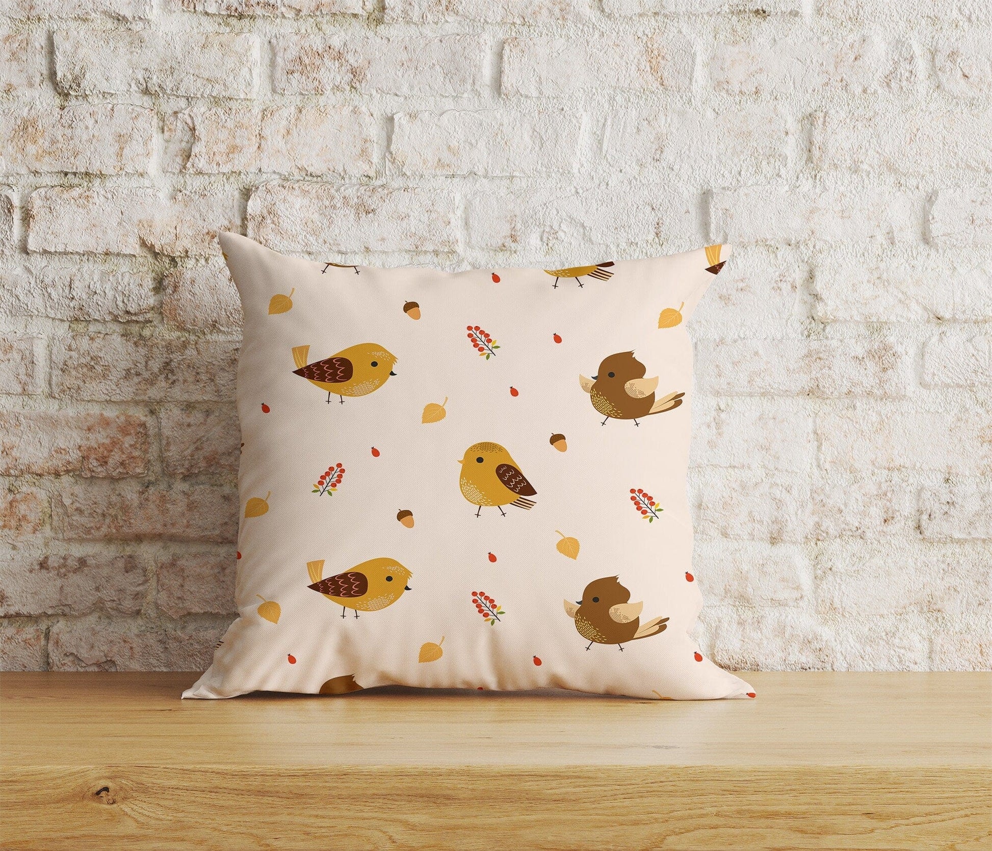 Onay Home Textile Cushion Covers 7 / 12 x 12 inch (30 x 30 cm) Double Side Cute Autumn Birds Cushion Covers Autumn Animal Pillow Cover