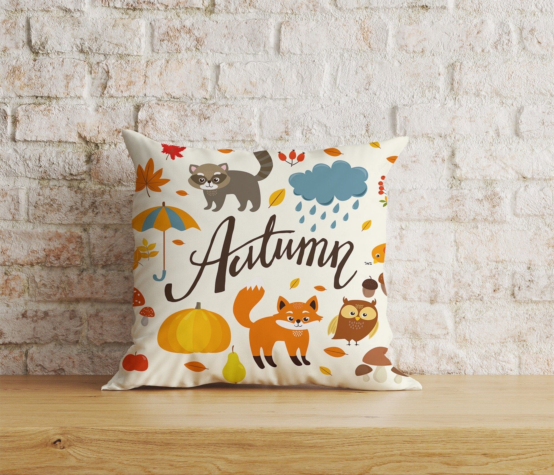 Onay Home Textile Cushion Covers 5 / 12 x 12 inch (30 x 30 cm) Double Side Cute Autumn Birds Cushion Covers Autumn Animal Pillow Cover