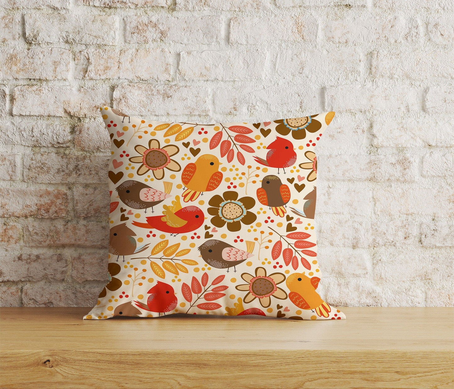 Onay Home Textile Cushion Covers 4 / 12 x 12 inch (30 x 30 cm) Double Side Cute Autumn Birds Cushion Covers Autumn Animal Pillow Cover