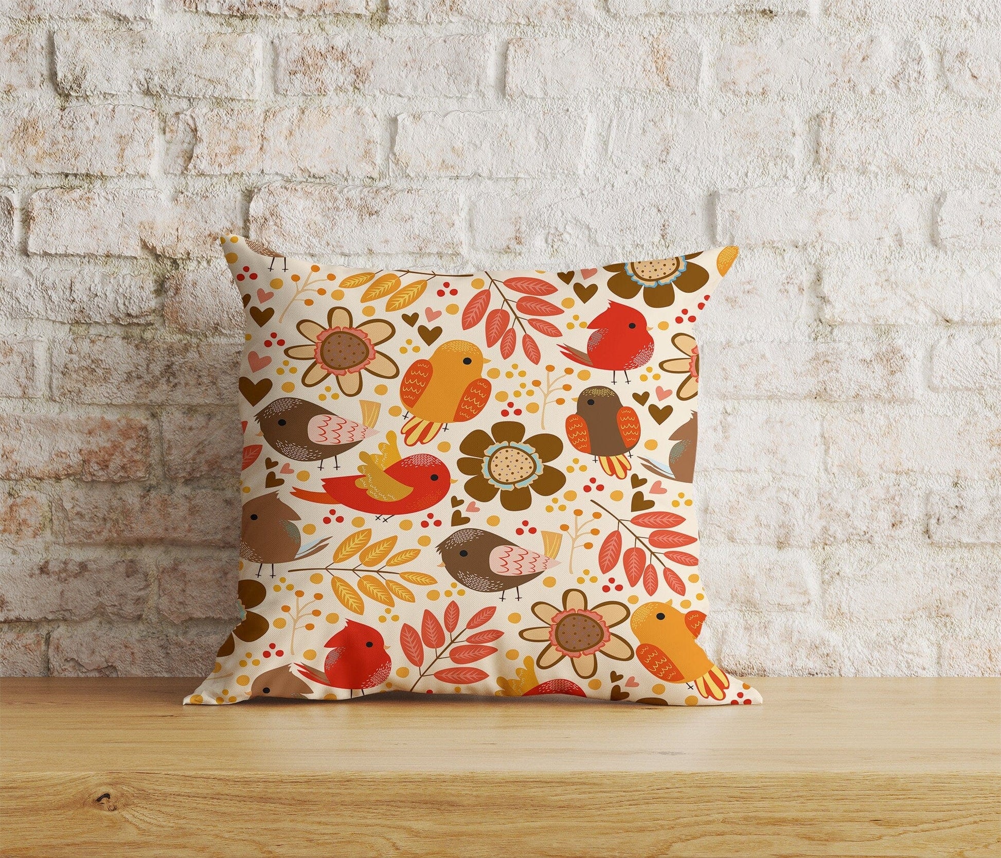 Onay Home Textile Cushion Covers 4 / 12 x 12 inch (30 x 30 cm) Double Side Cute Autumn Birds Cushion Covers Autumn Animal Pillow Cover