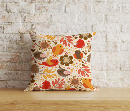 Onay Home Textile Cushion Covers 4 / 12 x 12 inch (30 x 30 cm) Double Side Cute Autumn Birds Cushion Covers Autumn Animal Pillow Cover