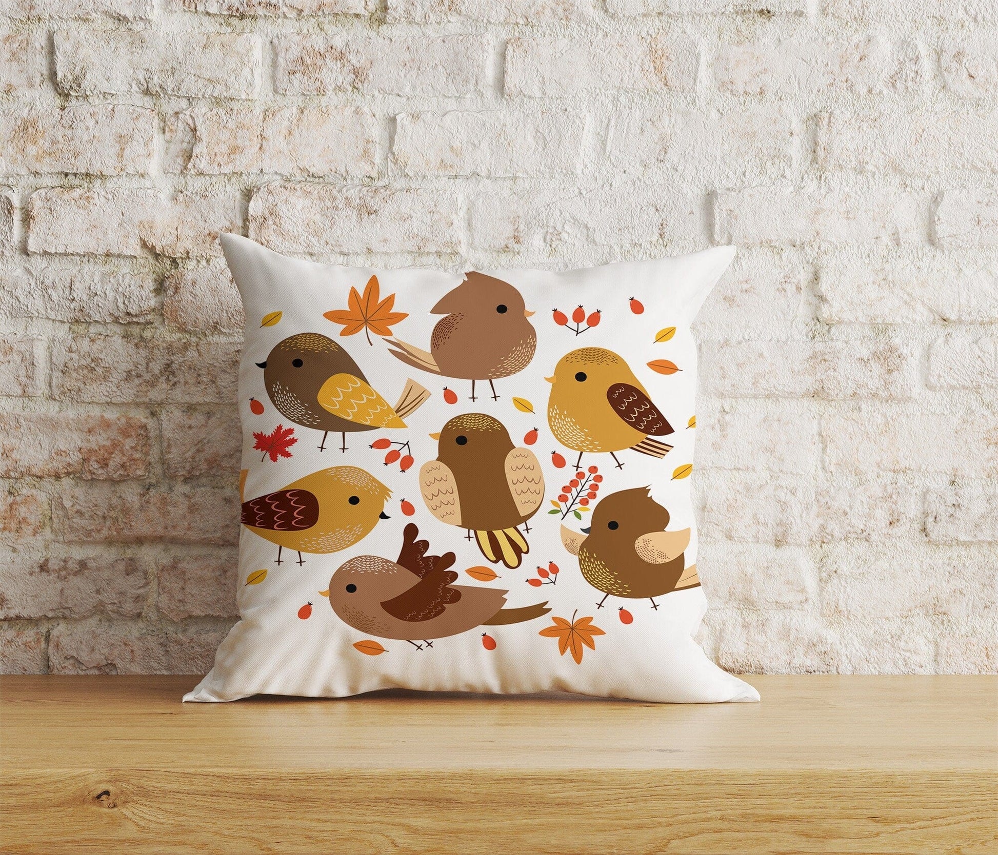 Onay Home Textile Cushion Covers 3 / 12 x 12 inch (30 x 30 cm) Double Side Cute Autumn Birds Cushion Covers Autumn Animal Pillow Cover